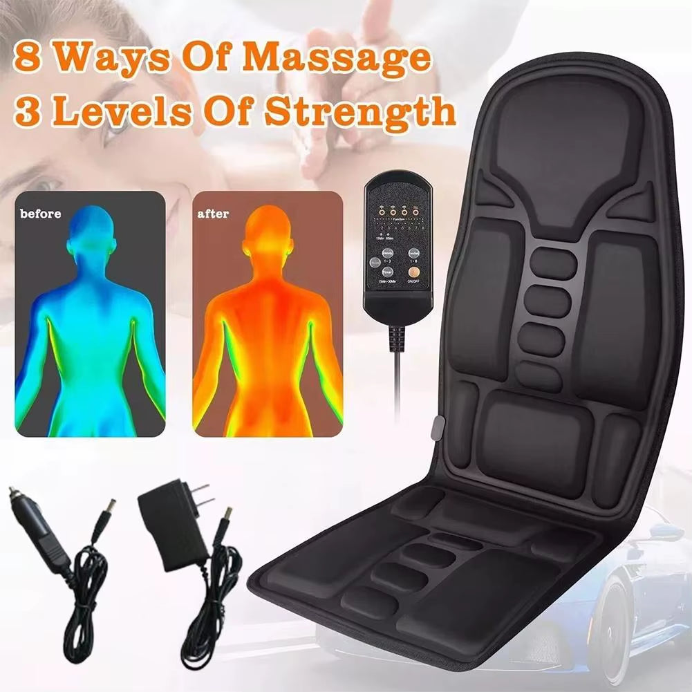 Electric Back Massager Infrared Full-Body Massage Chair Cushion Winter Household Cushion Heated Car Seat Cushion Cover Universal