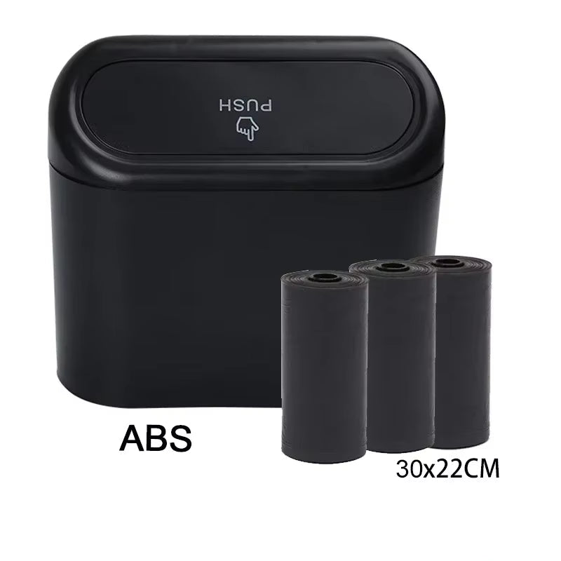 Leak-Proof Mini Car Trash Can with Lid - Includes 60 Garbage Bags for Vehicle Interior