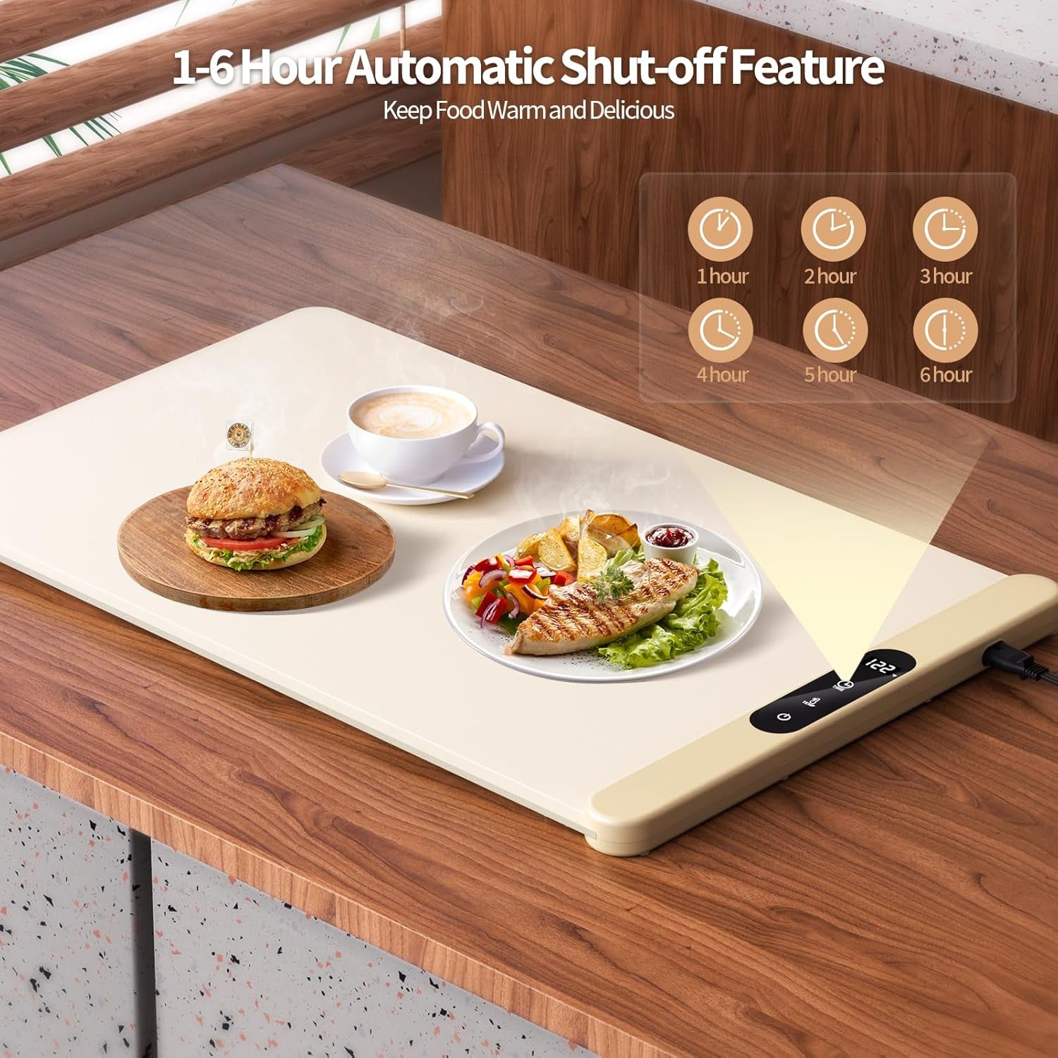 Food Warming Mat,Upgrade Fast Full-Surface Heating Mat, Electric Warming Tray with 6 Temperature and 6Hourstimer, Portable Rollable Food Warmer Perfect for Parties Buffet and Home Dinners