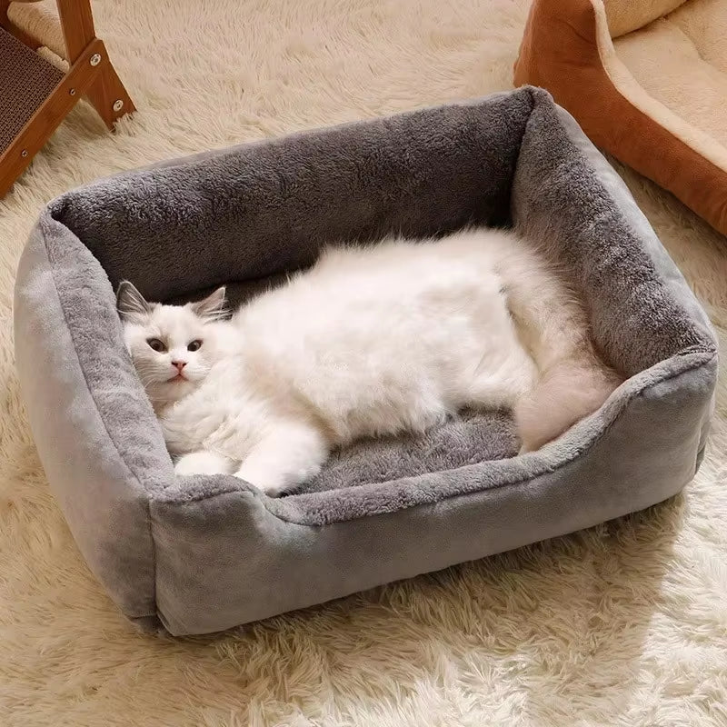 Premium Cat and Dog Bed with Cushions - Winter Accessories for Pets and Cozy Habitat Supplies