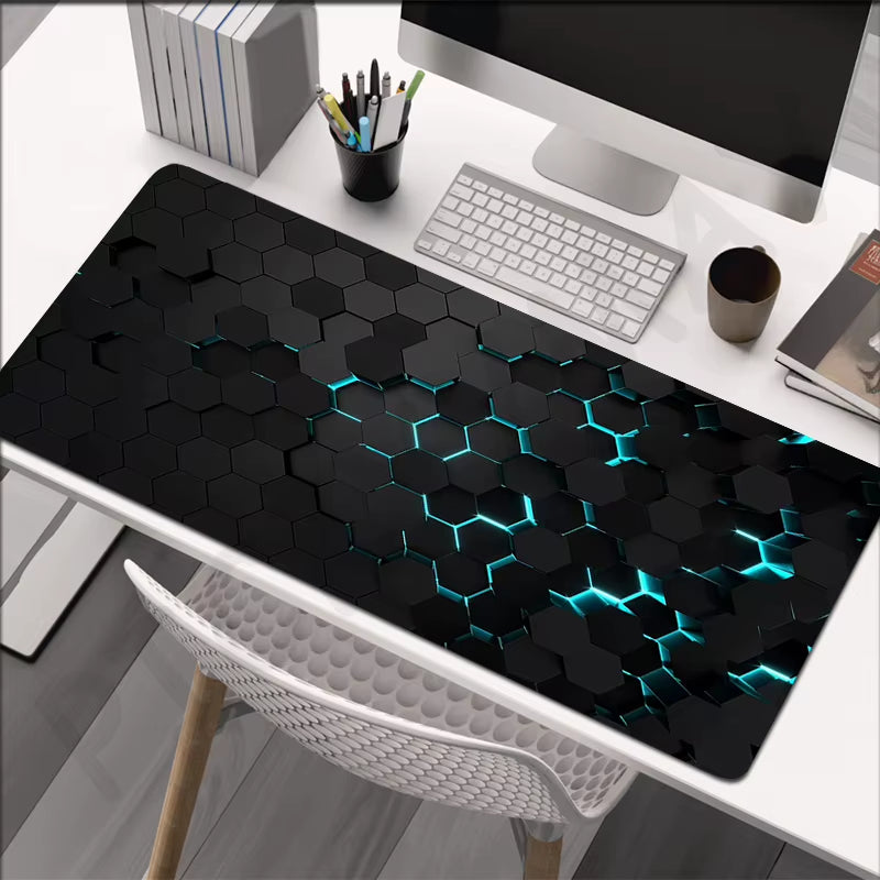 Large Geometric Gaming Mouse Pad - 90x40 cm Desk Mat for PC and Keyboard