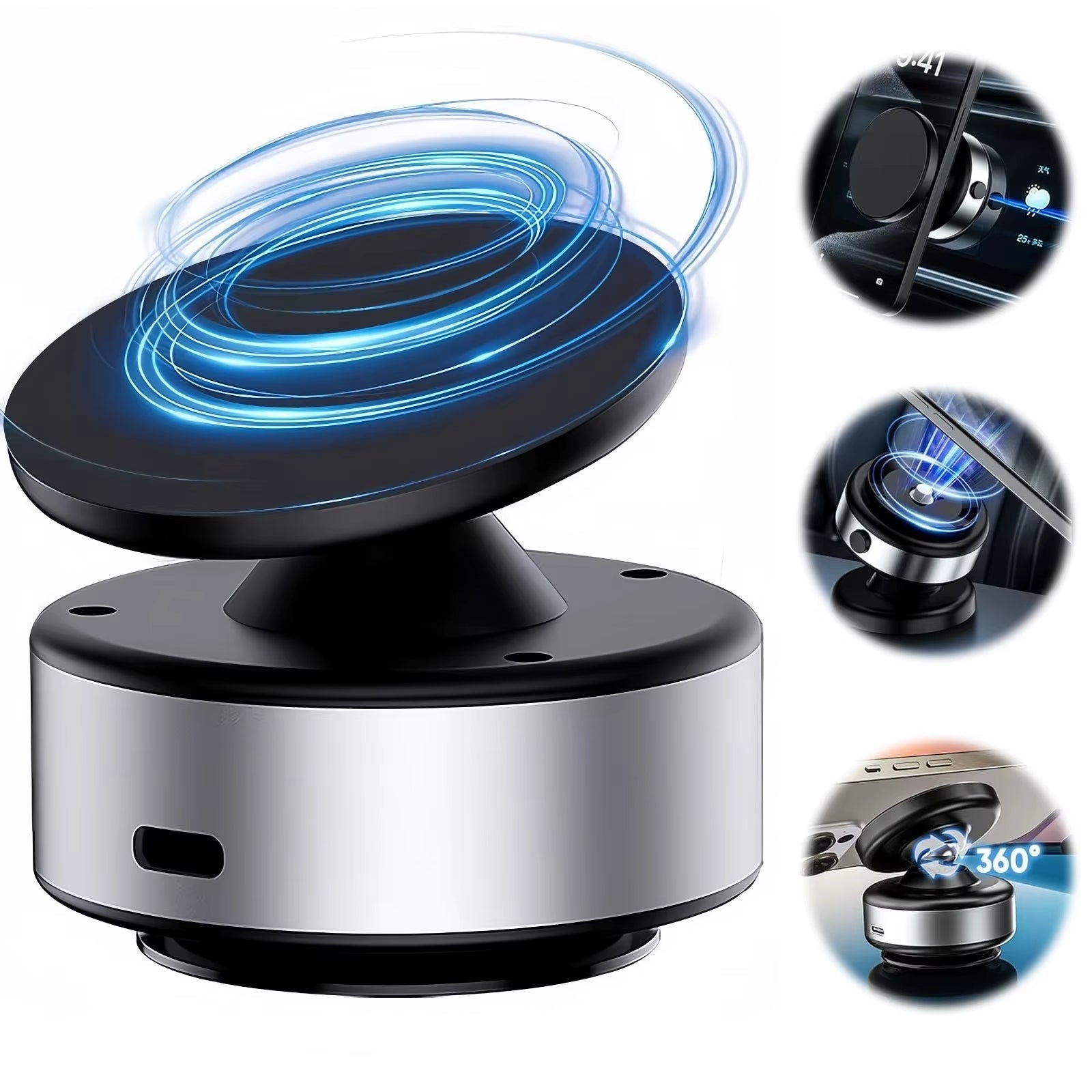 Electric Vacuum Suction Magnetic Phone Holder for Car Gym Mount 360° Rotation Magsafe Suction Cup Phone Mount for Smartphones