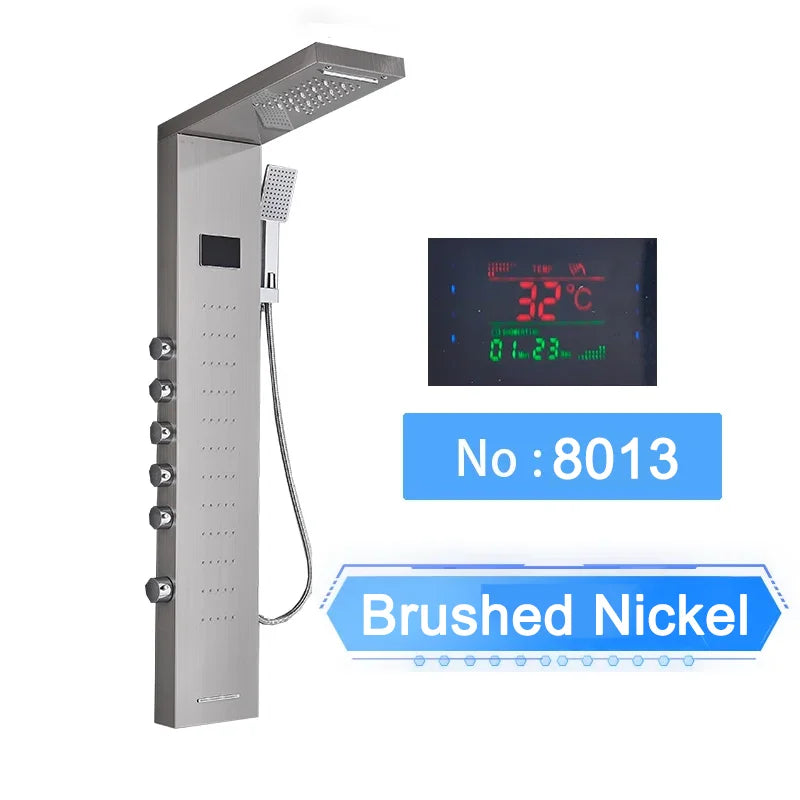 LED Digital Display Shower Panel with Waterfall Rain and SPA Massage Jet System