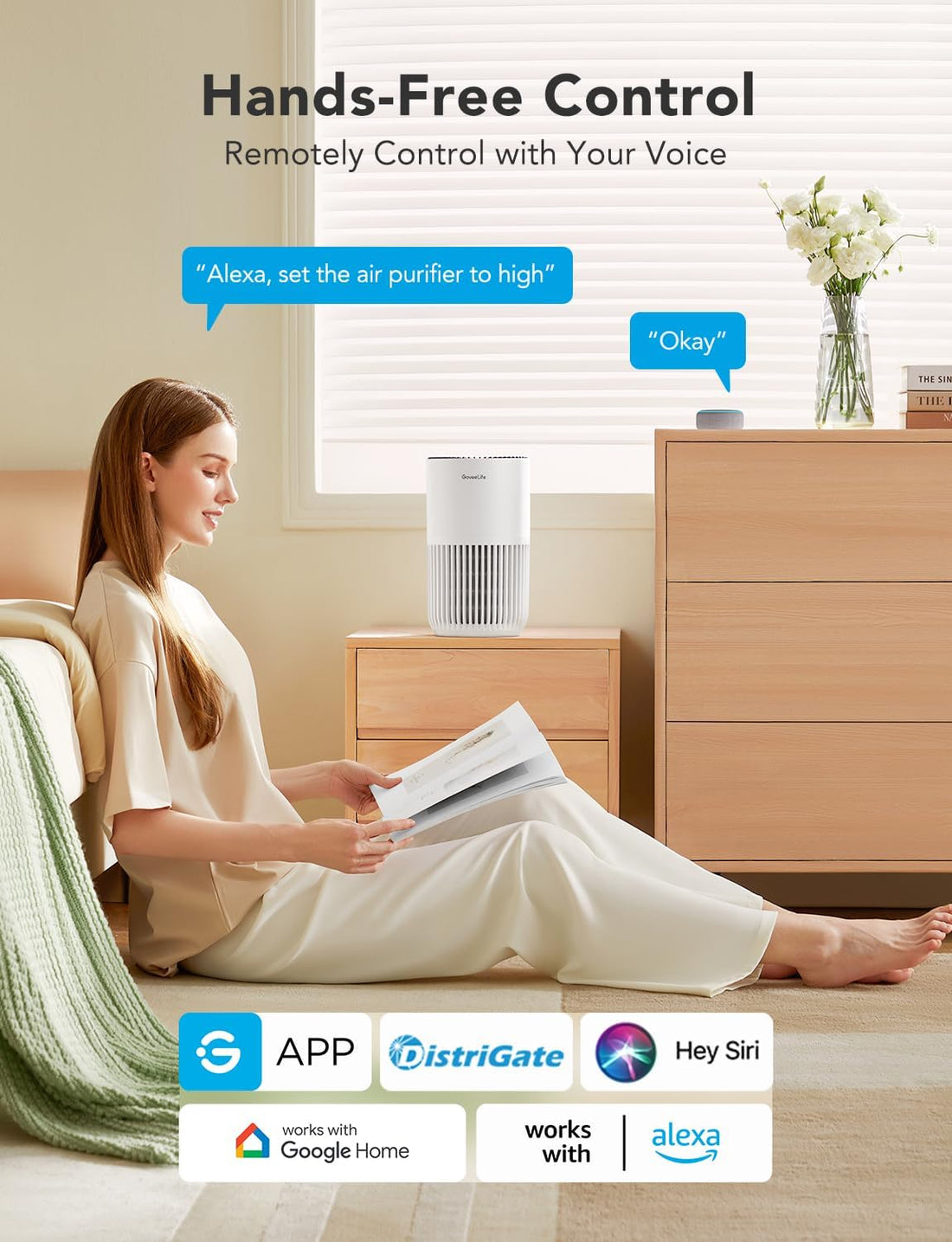 Mini Air Purifier for Bedroom, Smart Filter Air Purifier with App Alexa Control for Pet Hair, Odors, Pollen, HEPA Portable Air Cleaner with 3 Speeds, 2 Modes, Timer, Aroma for Home