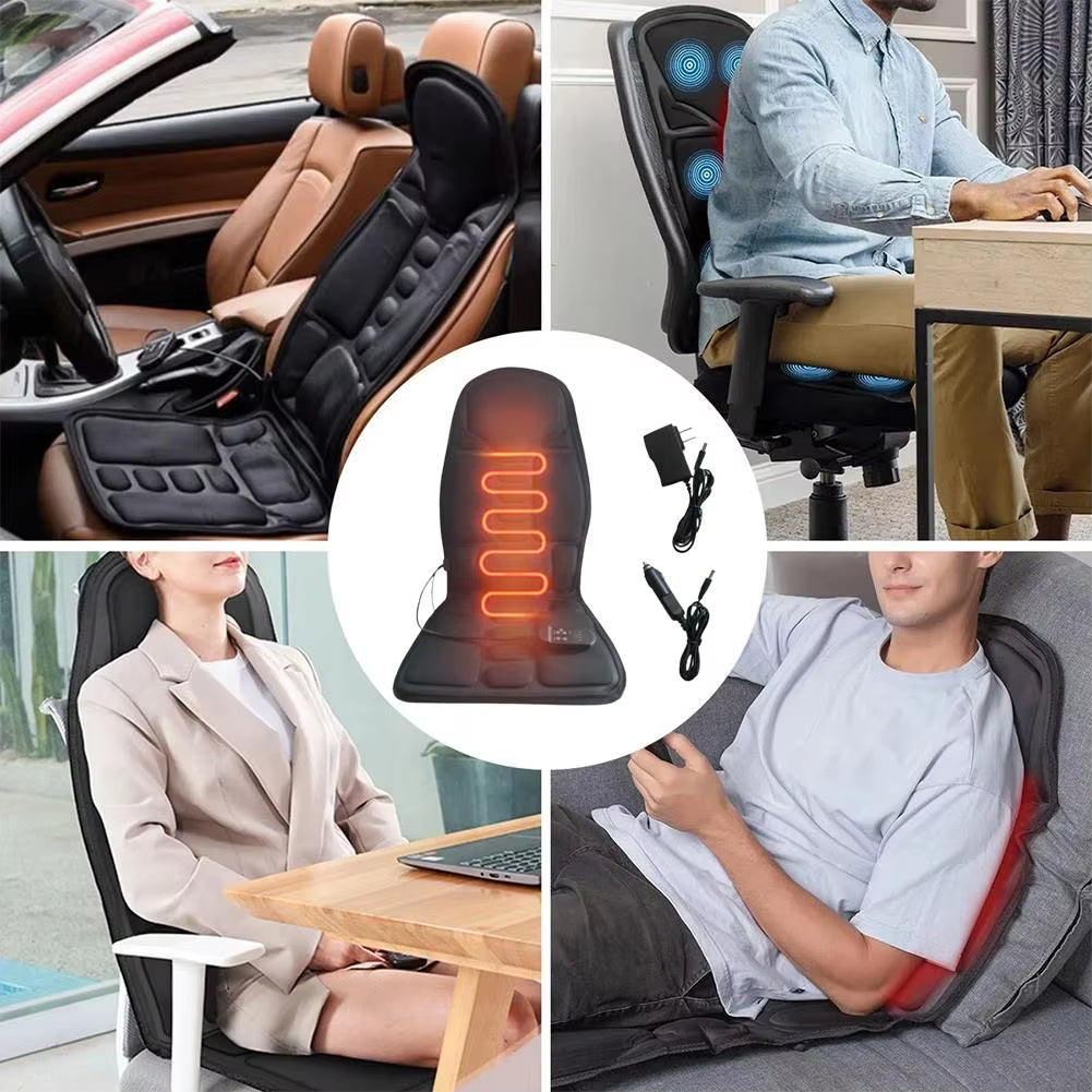 Electric Back Massager Infrared Full-Body Massage Chair Cushion Winter Household Cushion Heated Car Seat Cushion Cover Universal