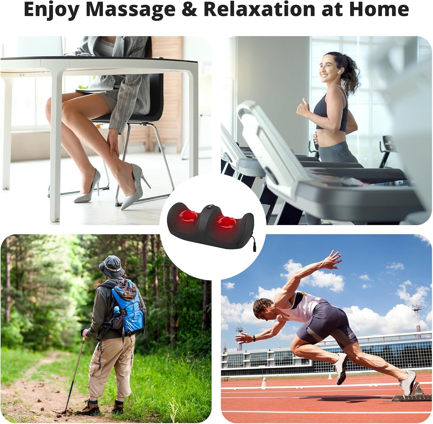 Foot Massager with Heat - Foot and Calf Massager with Massage Roller, Deep Massage for Plantar Fasciitis, Pain Relief, Neuropathy, Relax for Home or Office Use (Not Cordless)