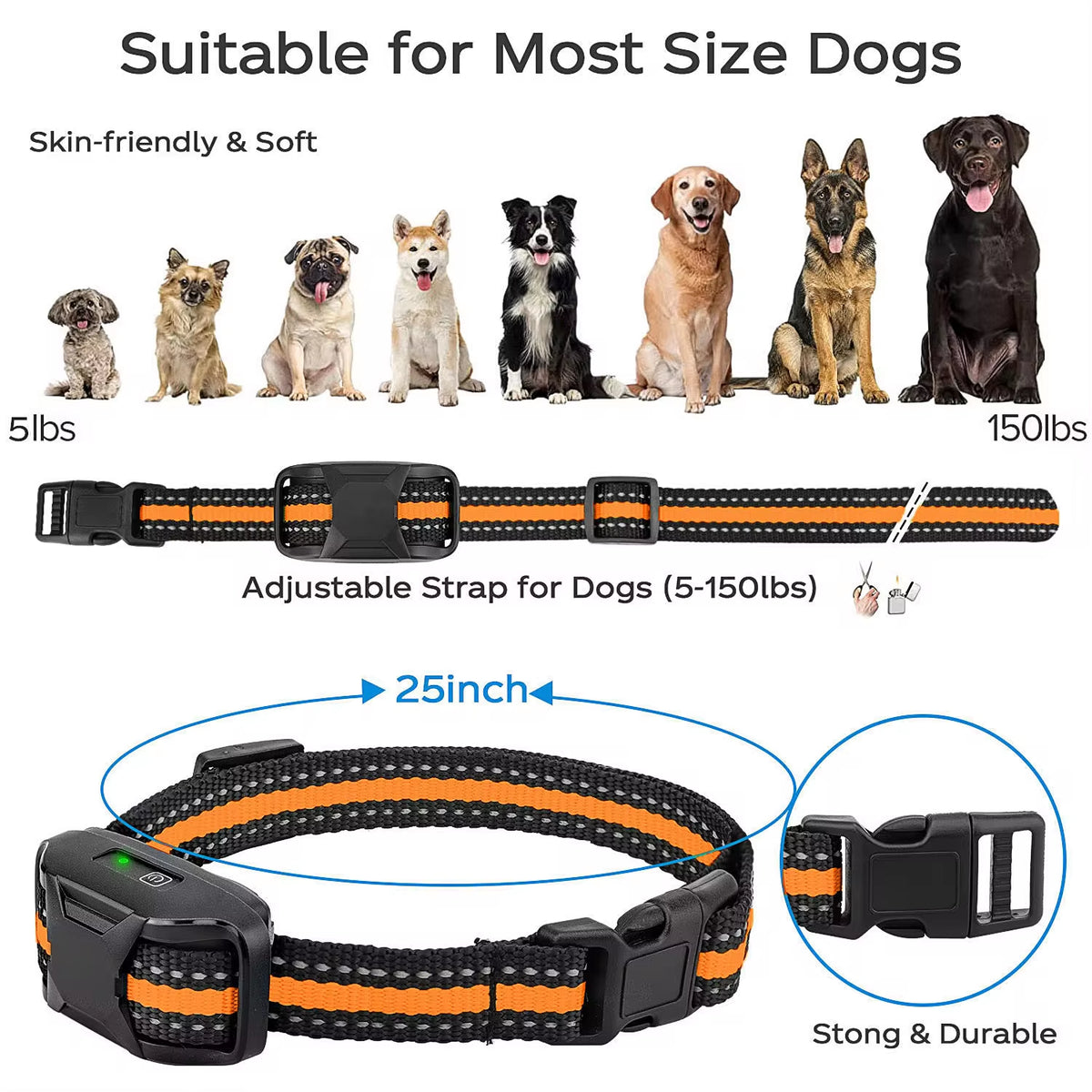 3300Ft Waterproof Electric Dog Training Collar with Remote Control for Pets Weighing 5-120 lbs - Features Shock and Vibration Modes