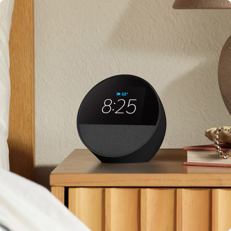 Echo Spot (2024 Release), Smart Alarm Clock with Vibrant Sound and Alexa - Black