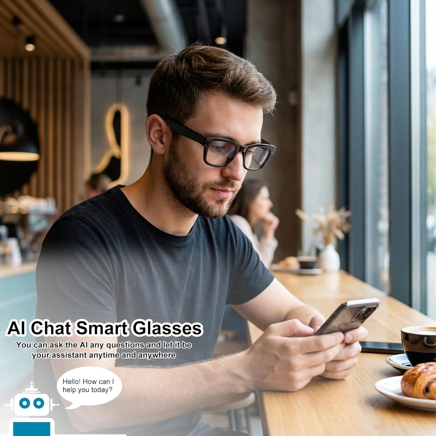 AI Smart Glasses with Color-Change Lenses Bluetooth Glasses for Men Women with Translation 160+Languages Voice Assistant Translator Glass for Meeting,Travel