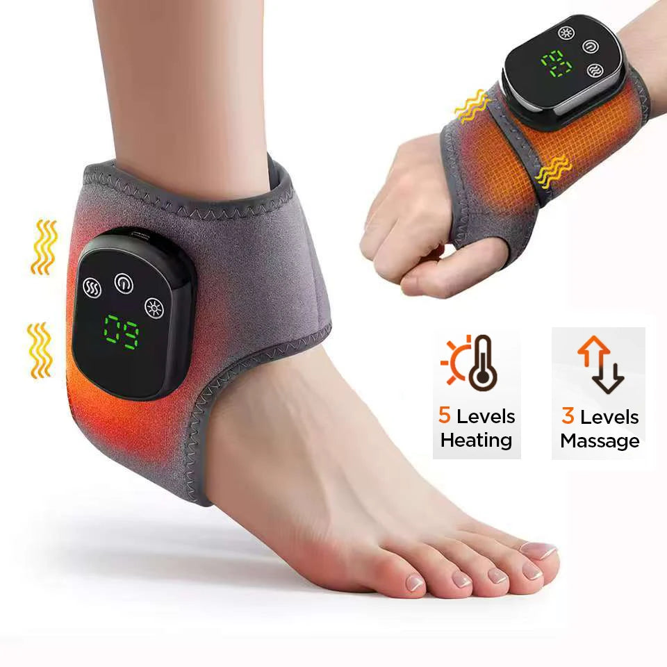Rechargeable Electric Heating Wrist Guard with Vibration Massage and Hot Compress for Hand and Ankle Support