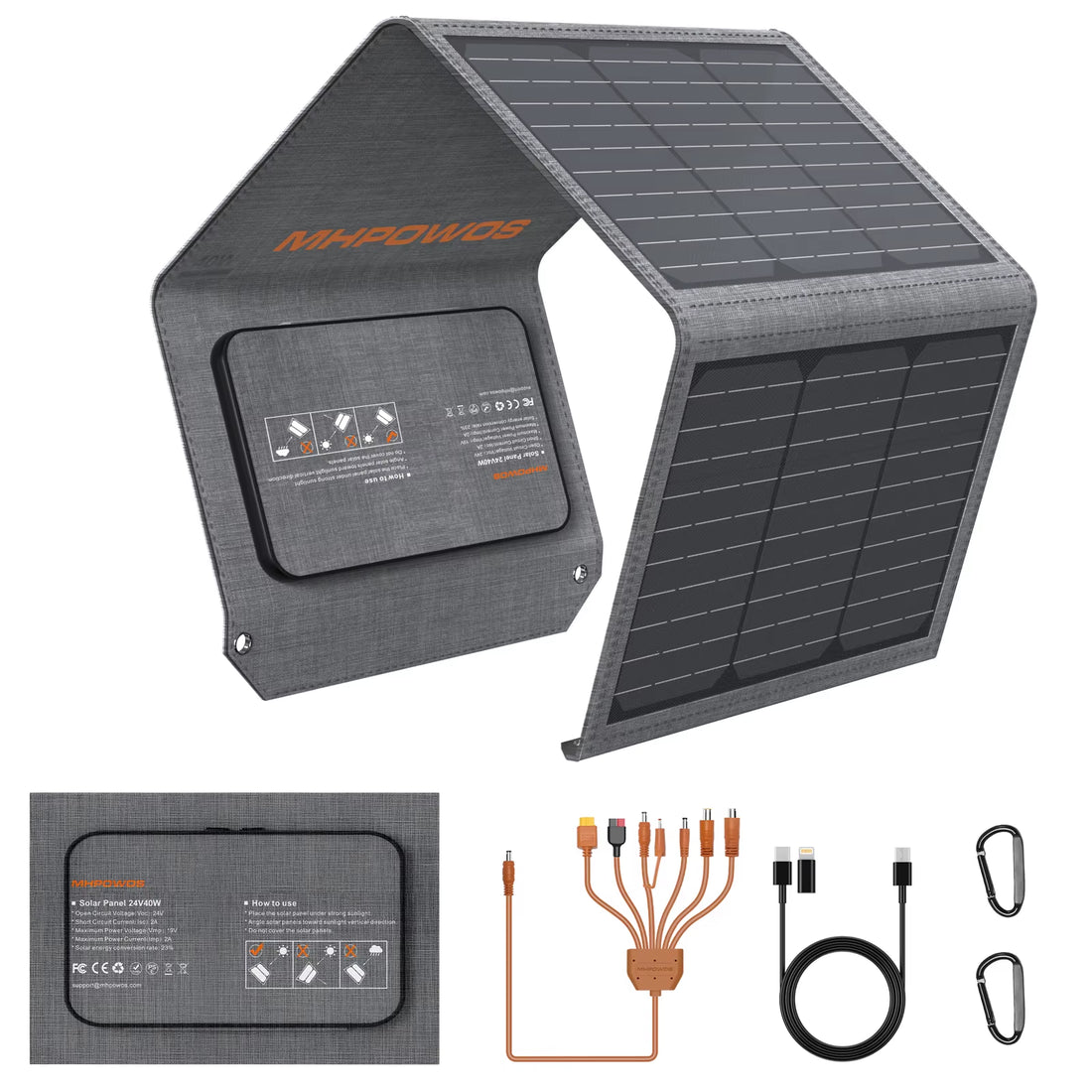 120W / 40W Portable Solar Panel, 19V ETFE Foldable Solar Charger for Power Station,Qc3.0 USB-A &Type-C Output for Phones