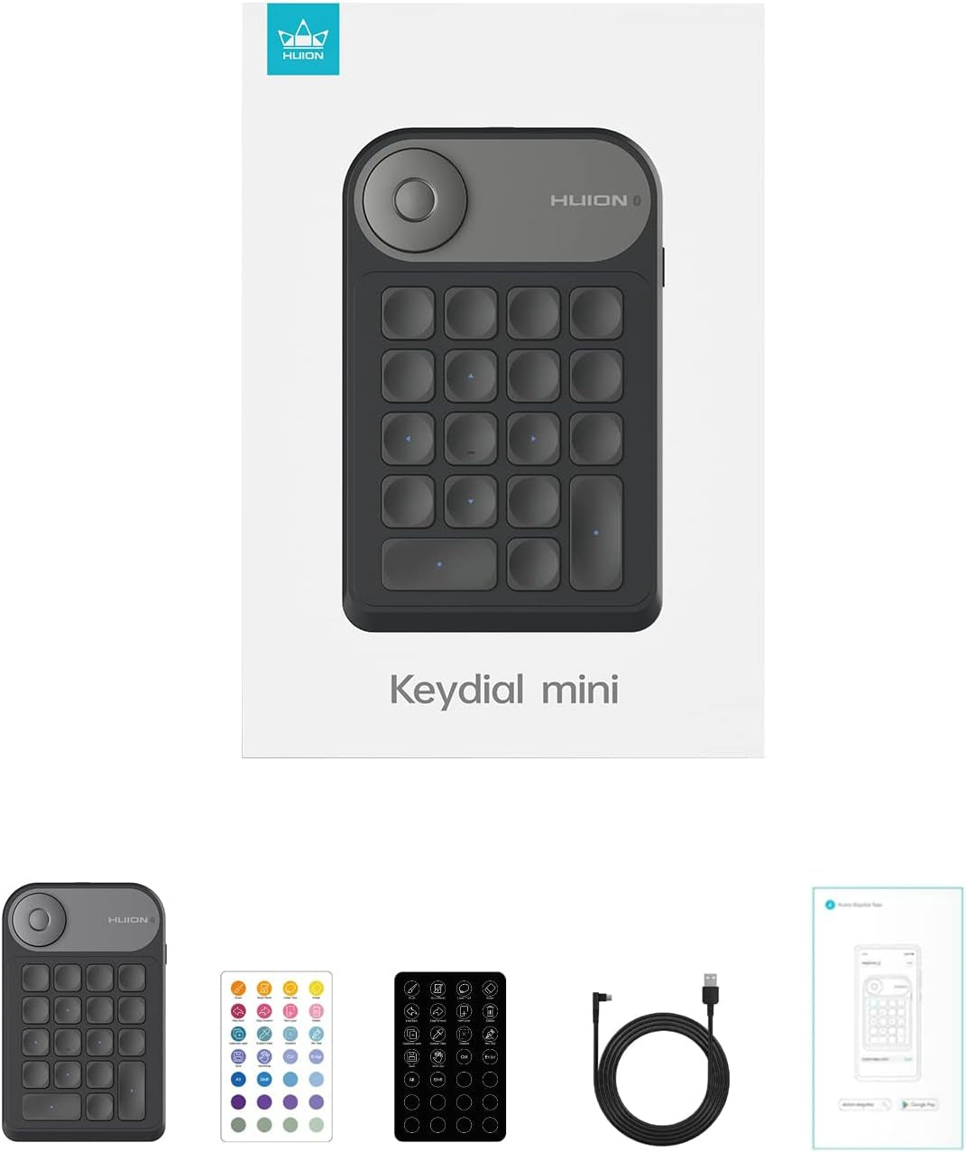 Keydial Mini Bluetooth Programmable Keypad with Dial 5 Keys Anti-Ghosting 18 Customized Keys, Wireless Shortcut Keyboard for Drawing Tablet, PC, Macbook, Surface Pro, Laptops