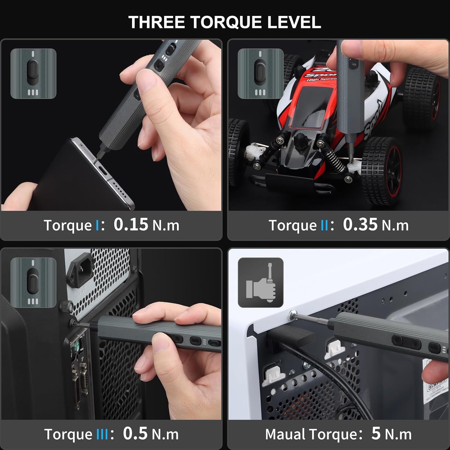 Electric Screwdriver 155 in 1 Mini Electric Precision Screwdriver Set, 140 S2 Steel Magnetic Bits, LED Light, 650Mah, Electronics Repair Tool Kit for Computer, PC, Laptop, Phone, RC (Black)