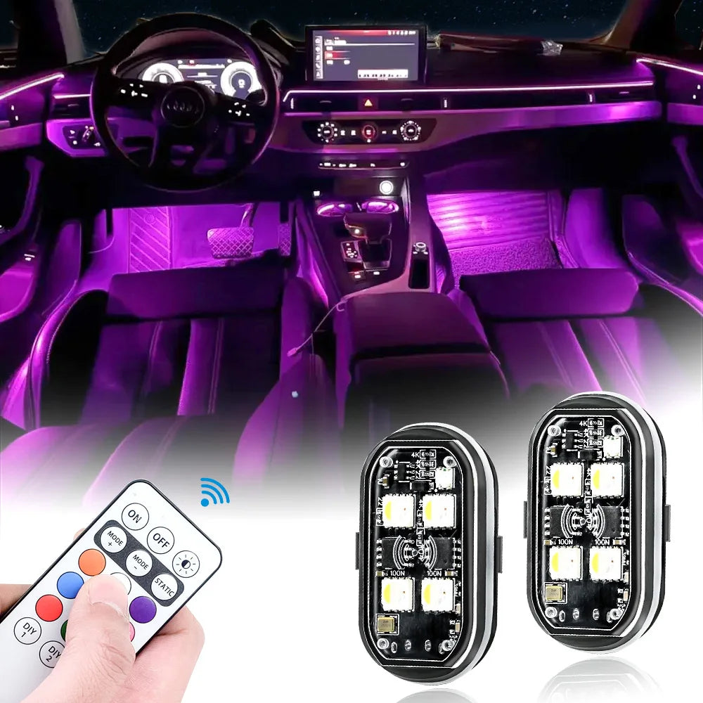 Wireless LED Strobe Lights for Automotive Decoration and Safety, Rechargeable with 8 Color Options