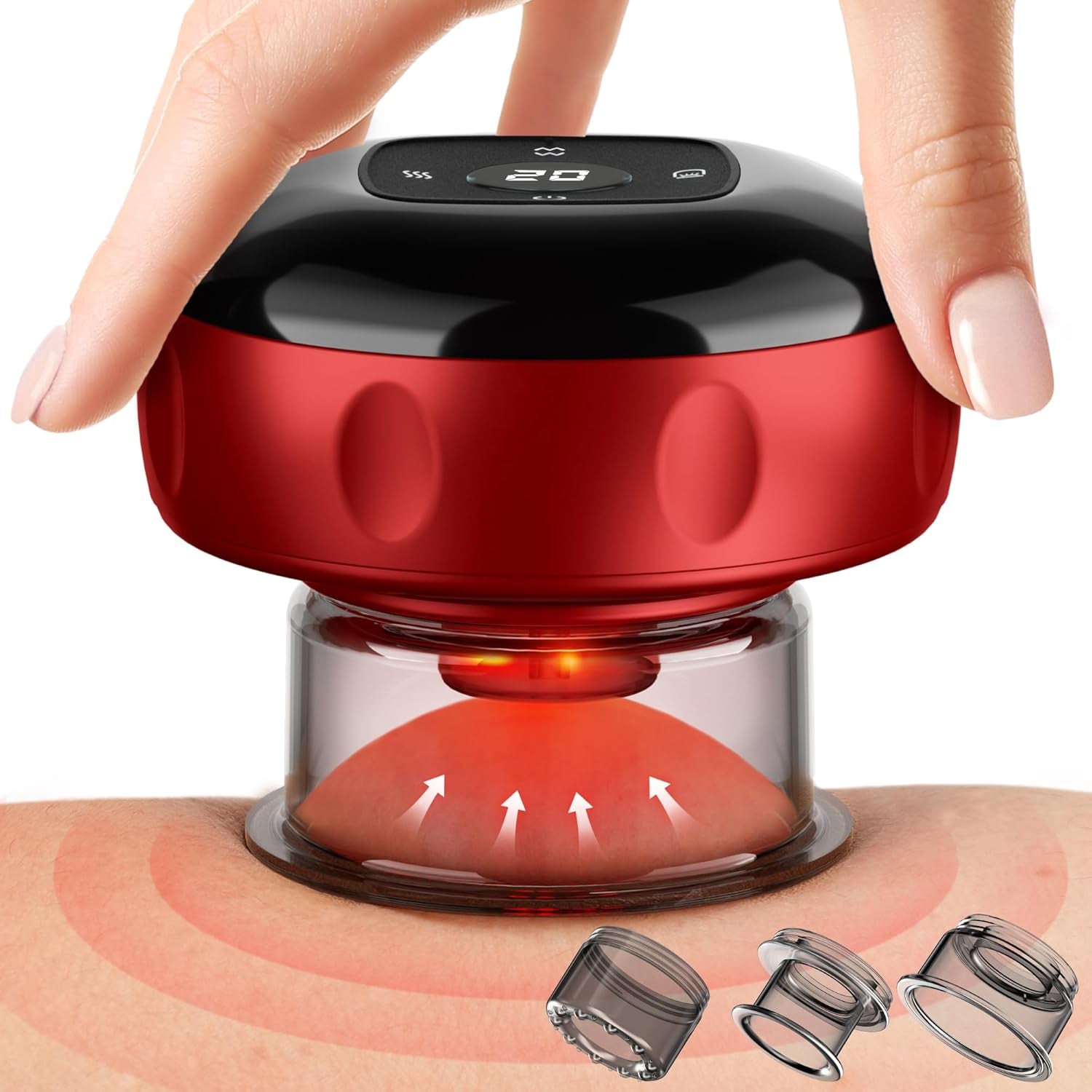 Smart Cupping Therapy Massager, 7 in 1 Red Light Cupping Therapy Set with 2 Modes for Targeted Pain Relief, Muscle Soreness,Tighter Skin, Cupping Kit with 12 Levels Suction and Heat,1 Pack