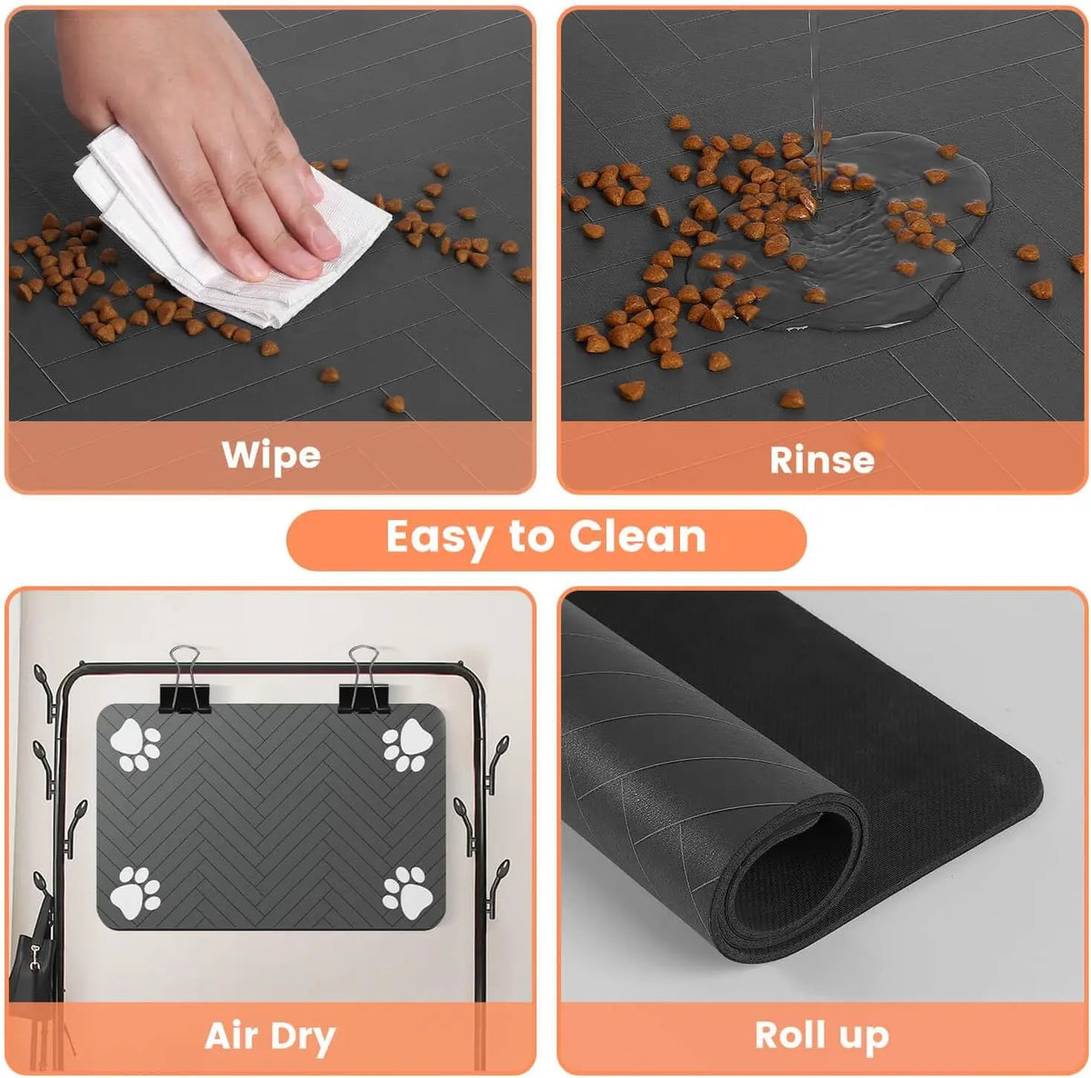 Absorbent Pet Feeding Mat with Waterproof Rubber Backing – Quick-Dry Placemat for Food and Water Bowls for Dogs and Cats