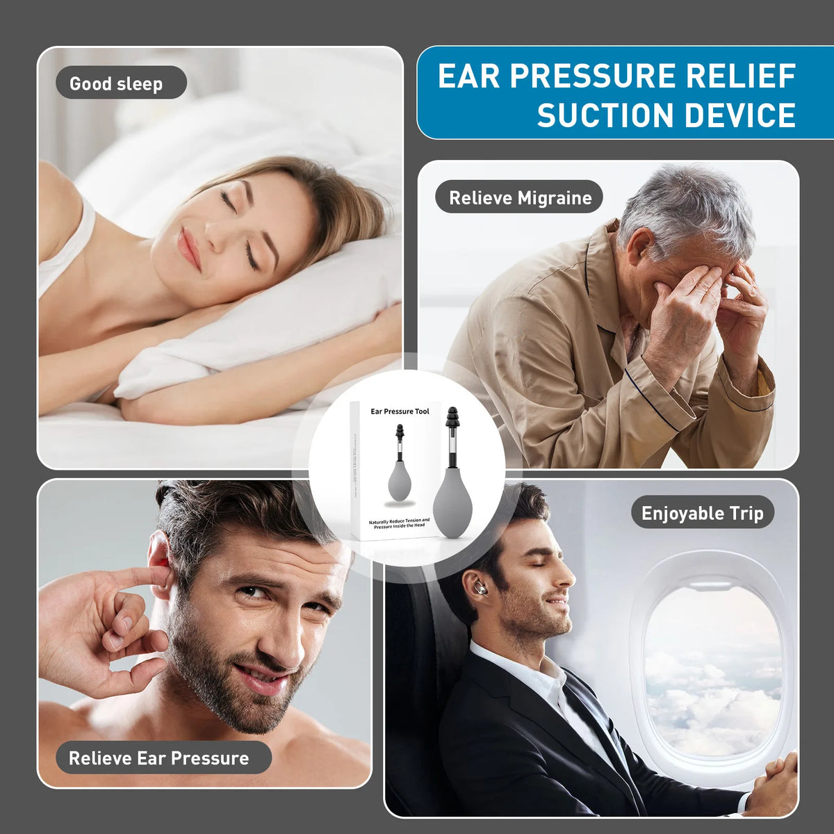 Portable Ear Pressure Relief Suction Device for Headache and Ear Massage