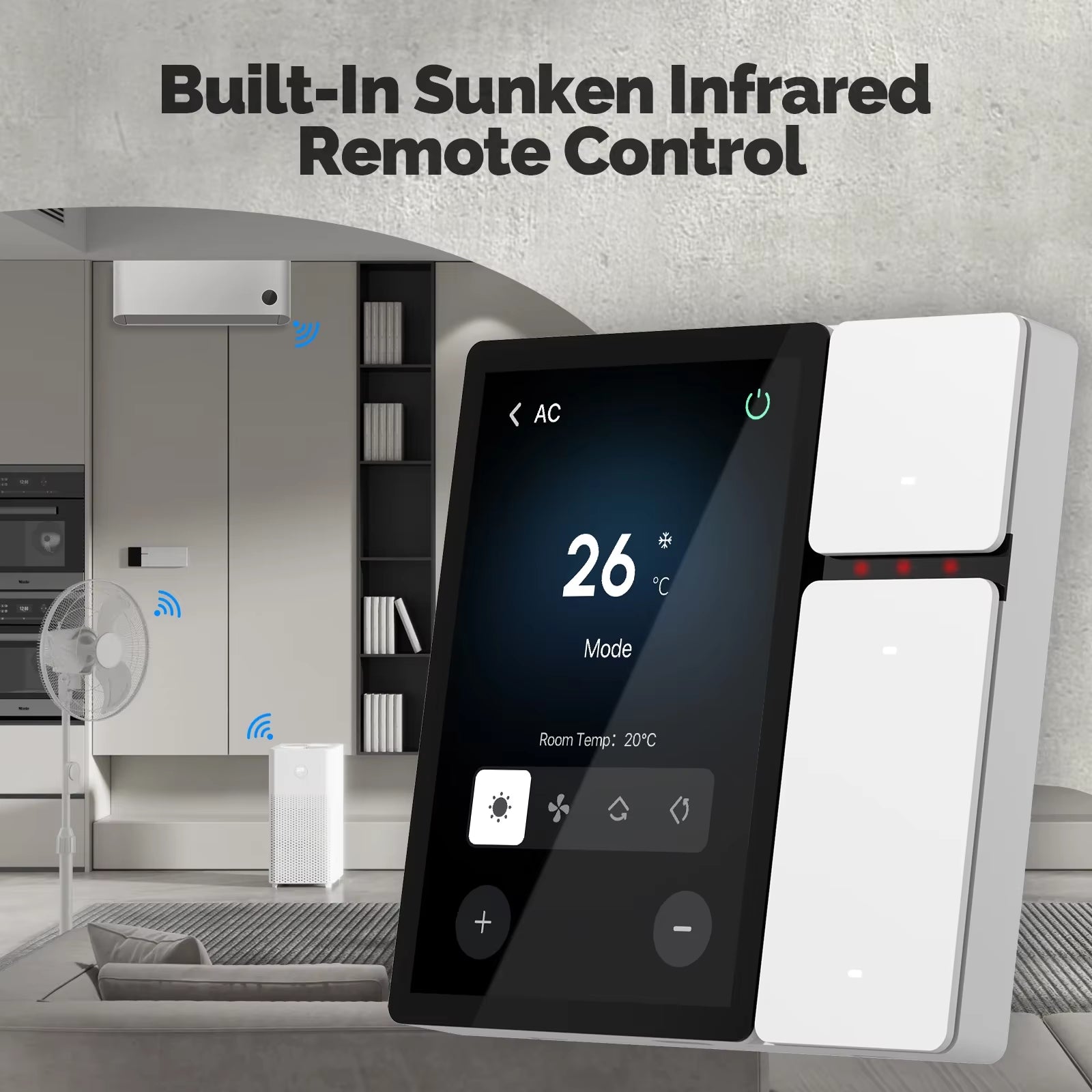 Tuya Wifi Smart Control Panel 3.5" Touch Screen, 3 Relays & Buttons, IR Remote, Bluetooth Sigmesh Hub, Home Automation