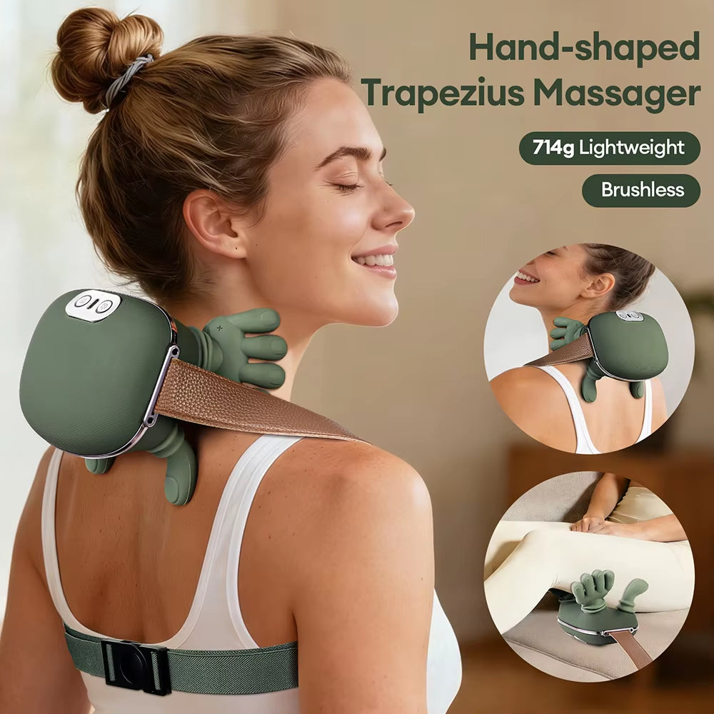 4D Bionic Wireless Neck and Shoulder Massager with Brushless Motor for Cervical and Trapezius Relief