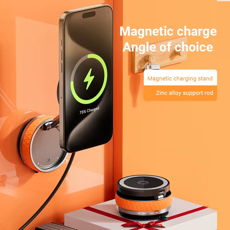 K10 Vacuum Suction Car Phone Magnetic Wireless Charger Stand, 360° Rotatable & Foldable, Ideal for Gym Bathroom Mirror Mount