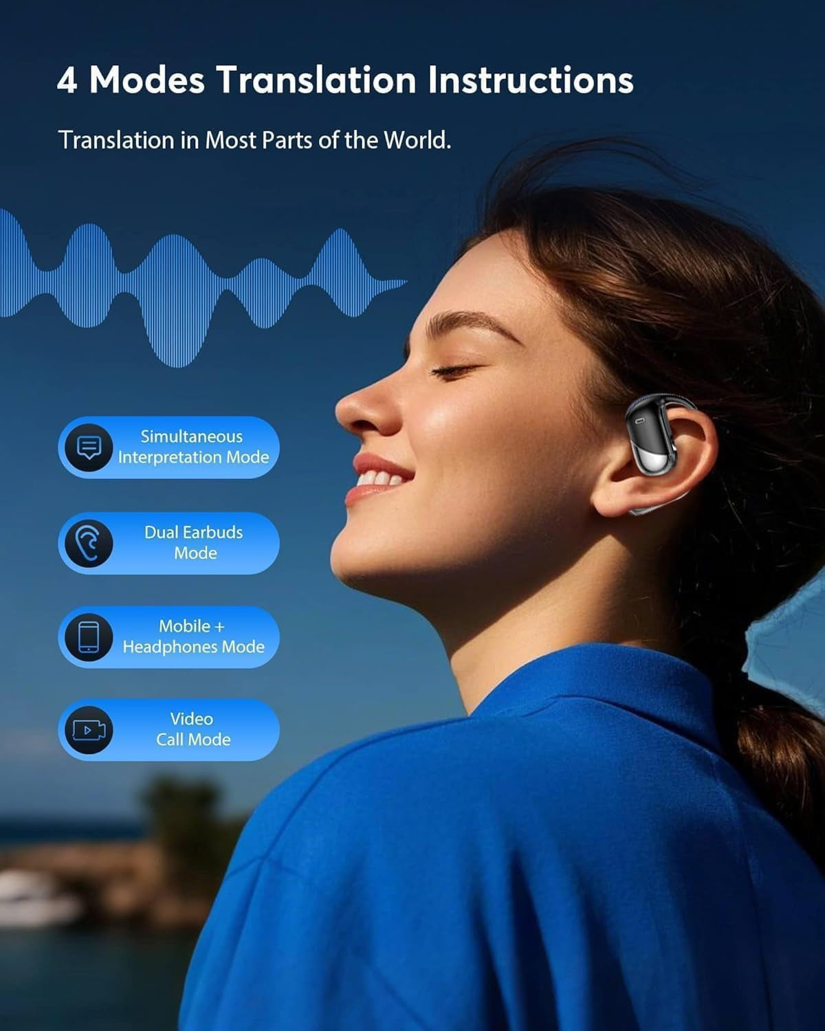 Real-Time AI Translation Earbuds, 177 Language Translator Earbuds, Audifonos Traductores Inglés Español, 3-In-1 Translating Earbuds for Travel, Meetings & Language Learning, with Charging Case