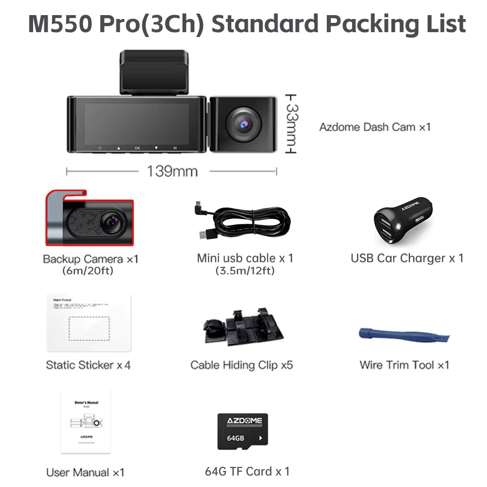 4K Dash Cam M550 Pro Built-In 5.8Ghz Wifi GPS Car DVR Upgrade  M550 Night Vision Parking Monitor Support Rear Cam