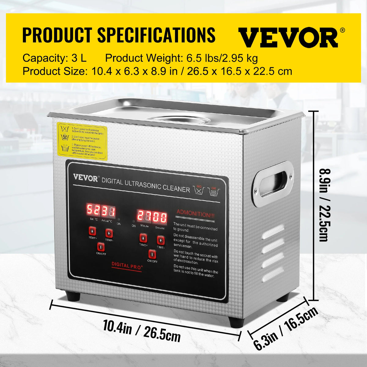 Ultrasonic Cleaner - Portable Stainless Steel Washing Machine in 2L, 3L, 6L, 10L, 22L, and 30L Capacities