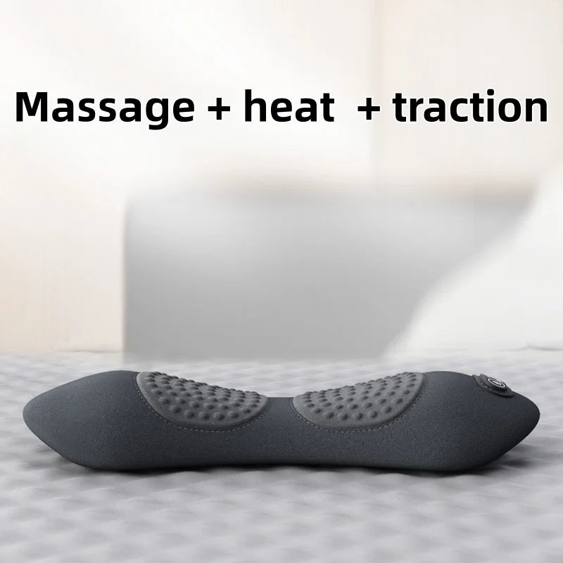3-in-1 Electric Back Massager with Heat, Vibration, and Traction - Lumbar Support Pillow for Deep Tissue Relaxation