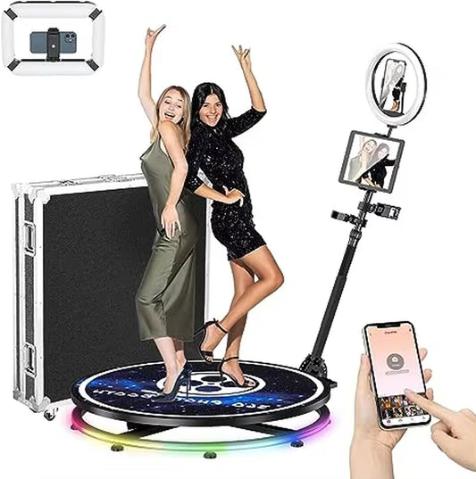 2024 NEW 360 Photo Booth Machine with Photography Lights for Parties with Software Logo Customization Automatic Photo Booth