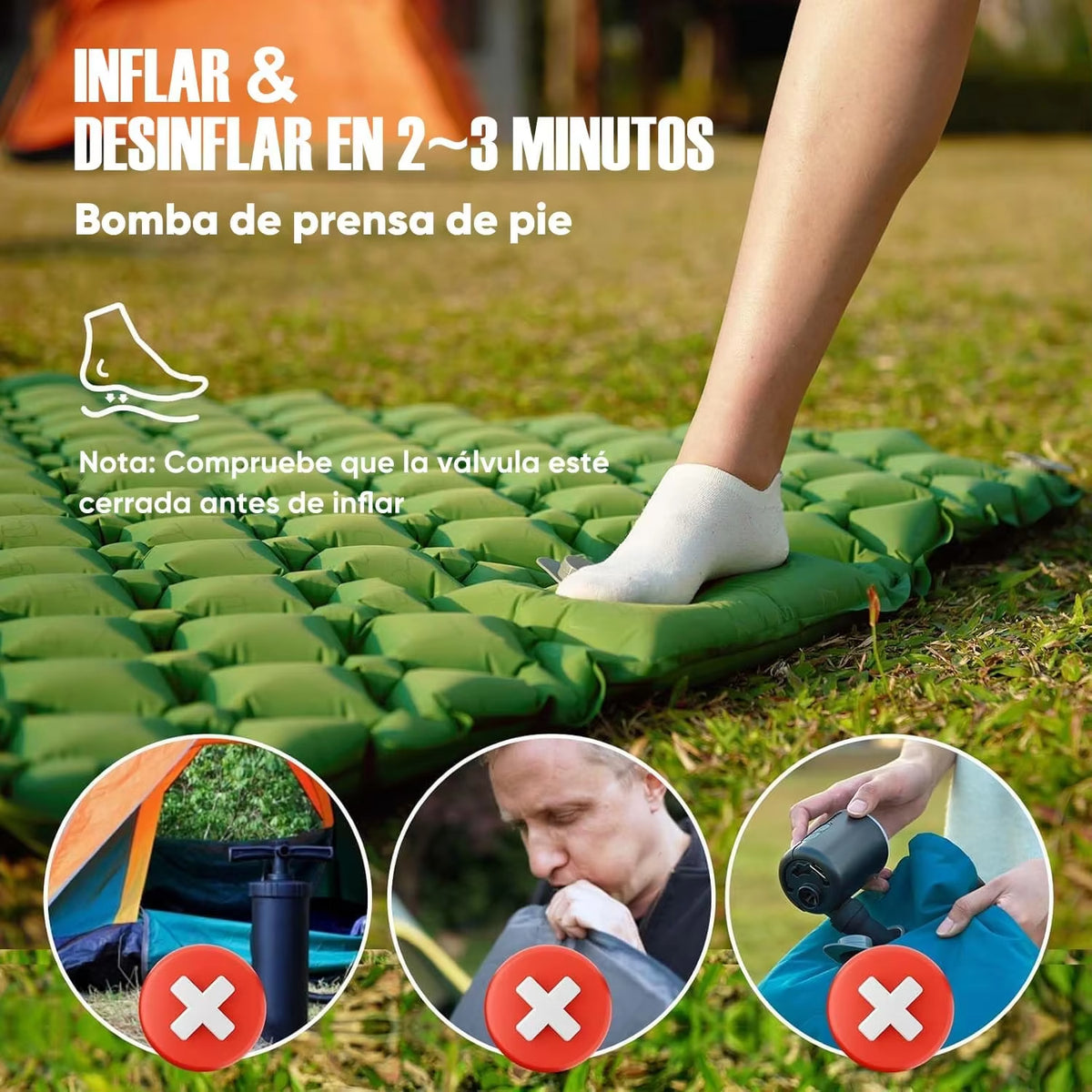 Extra Wide Ultralight Double Inflatable Camping Mattress - Folding Sleeping Pad for Car Travel
