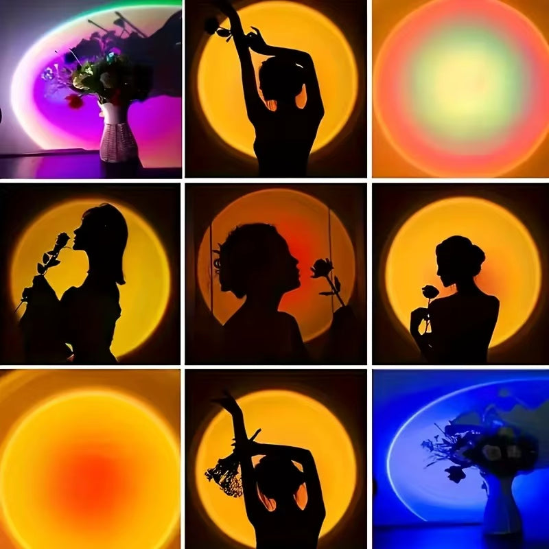 Vibrant Sunset Projection Light - 16-Color Spectrum with USB Remote Control and Dynamic Color Changing LED for a Cozy Home Atmosphere