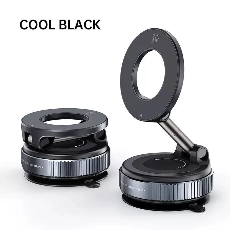 Universal Magnetic Car Phone Holder with Strong Suction Cup and 360° Rotation - Foldable Mount for Mobile Devices and GPS Navigation