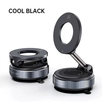 Universal Magnetic Car Phone Holder with Strong Suction Cup and 360° Rotation - Foldable Mount for Mobile Devices and GPS Navigation