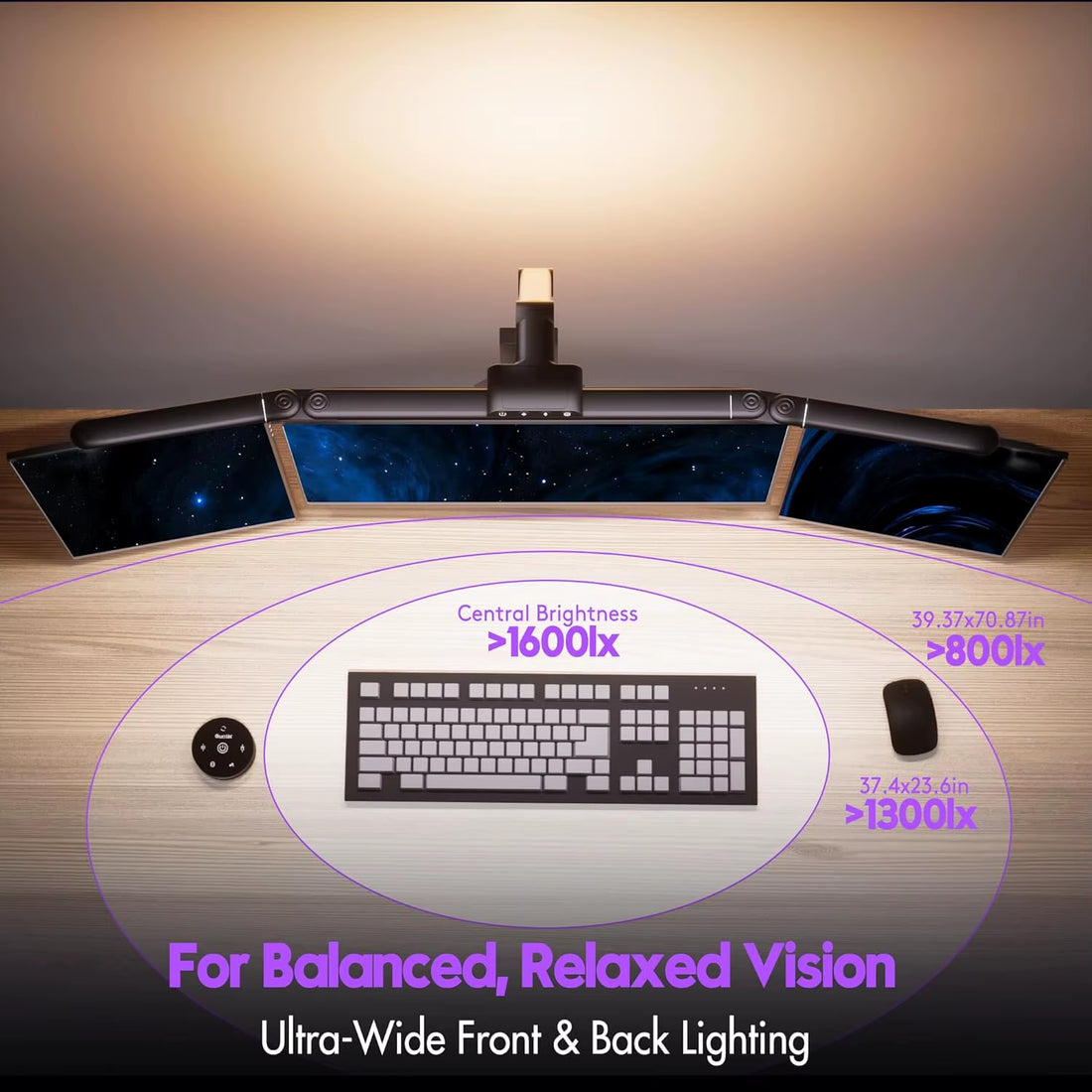 32.5" Architect Desk Lamp with Eye Care, Radar Sensor & Remote - 1100LM Bright for Office Home