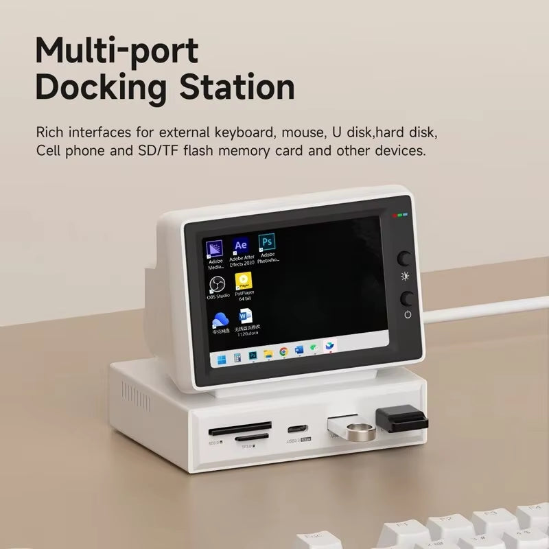 3.5-Inch IPS Mini Display for AIDA64 CPU, RAM, and HDD Data Monitoring with USB-C Hub for Laptops and MacBooks