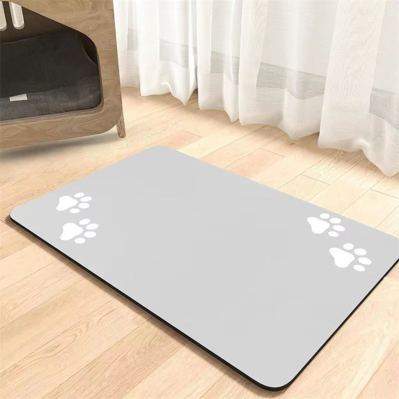 Diatomaceous Absorbent Pet Placemat with Waterproof Quick-Dry Rubber Backing and Non-Slip Design for Food and Water Bowls