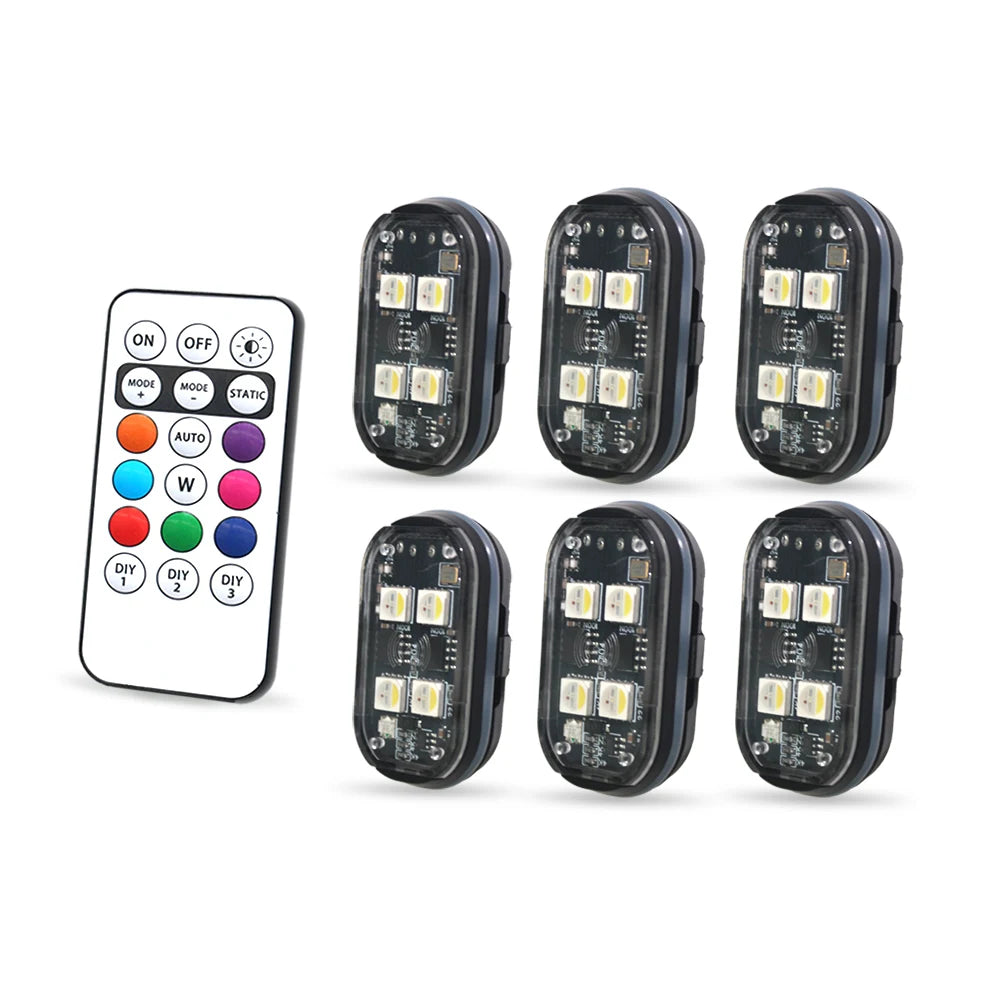 Wireless LED Strobe Lights for Automotive Decoration and Safety, Rechargeable with 8 Color Options