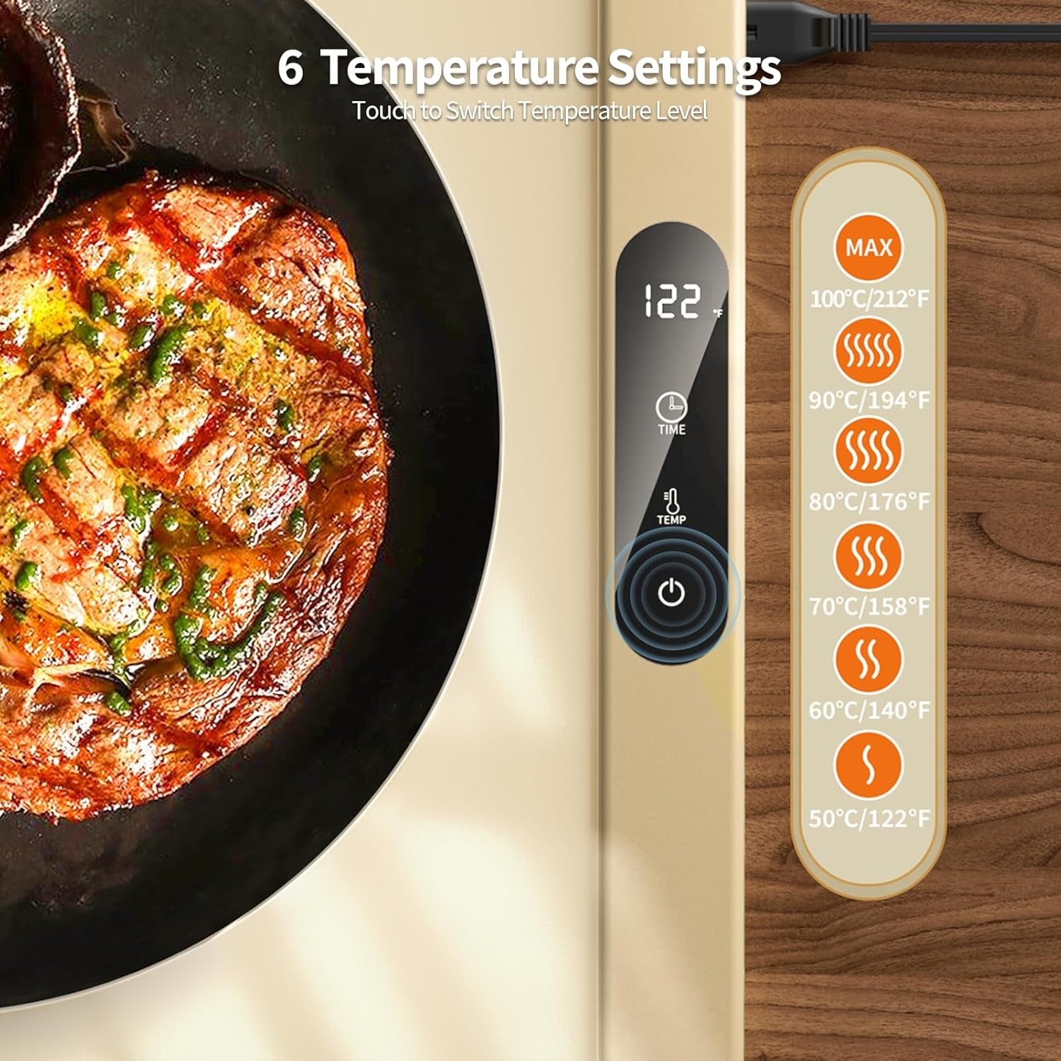 Food Warming Mat,Upgrade Fast Full-Surface Heating Mat, Electric Warming Tray with 6 Temperature and 6Hourstimer, Portable Rollable Food Warmer Perfect for Parties Buffet and Home Dinners