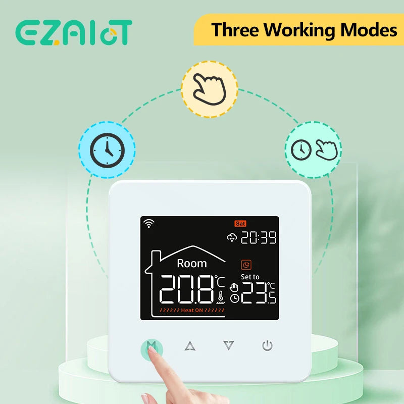 Tuya Smart Home Thermostat for Water and Electric Underfloor Heating with Gas Boiler Integration, Wi-Fi Temperature Remote Control Compatible with Google Assistant and Alexa