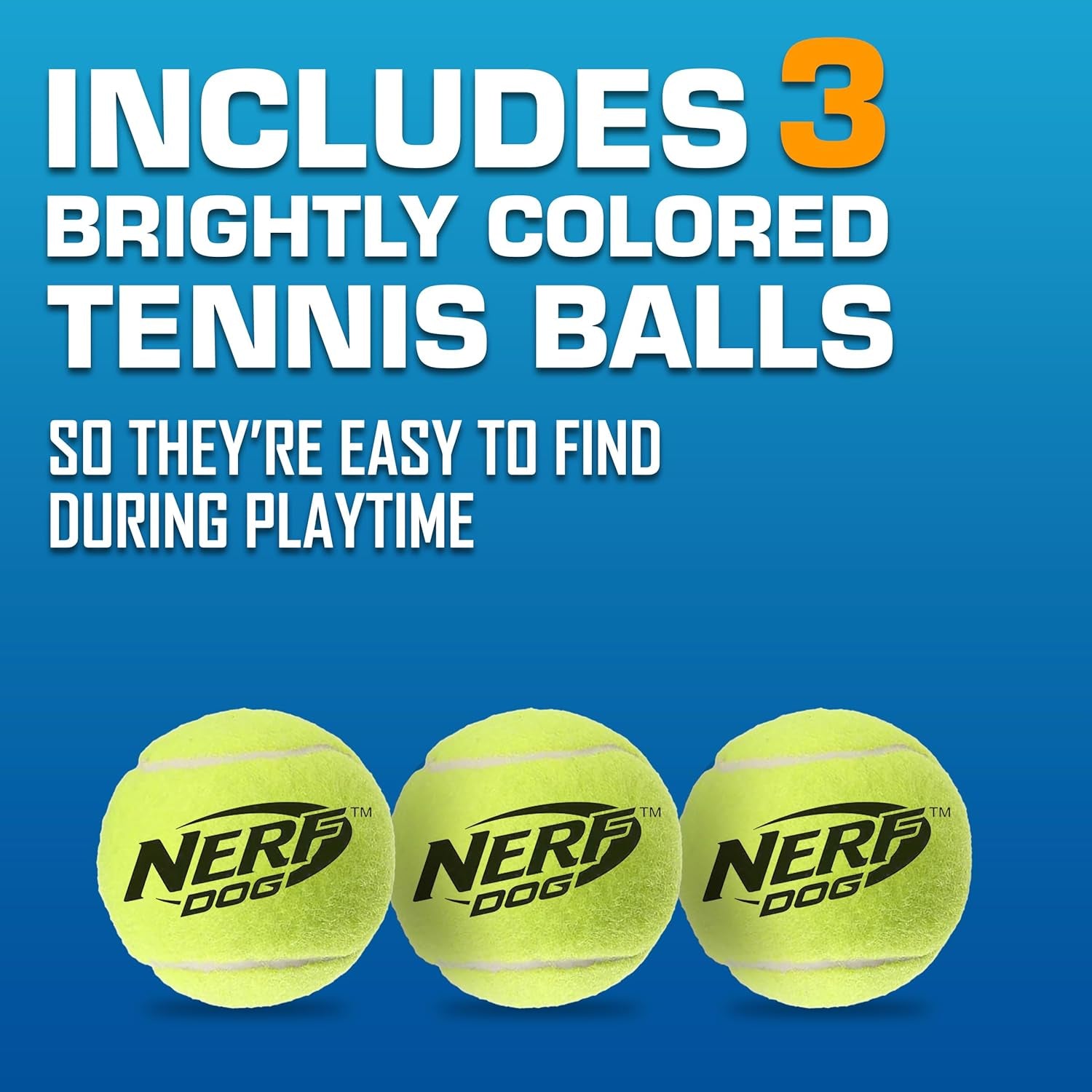 Tennis Ball Blaster Dog Toy Gift Set, Tennis Ball Dog Fetch Toy Launches up to 50 Ft, Dog Ball Thrower for All Breeds Includes Translucent Blue Tennis Ball Launcher and 3 Dog Tennis Balls
