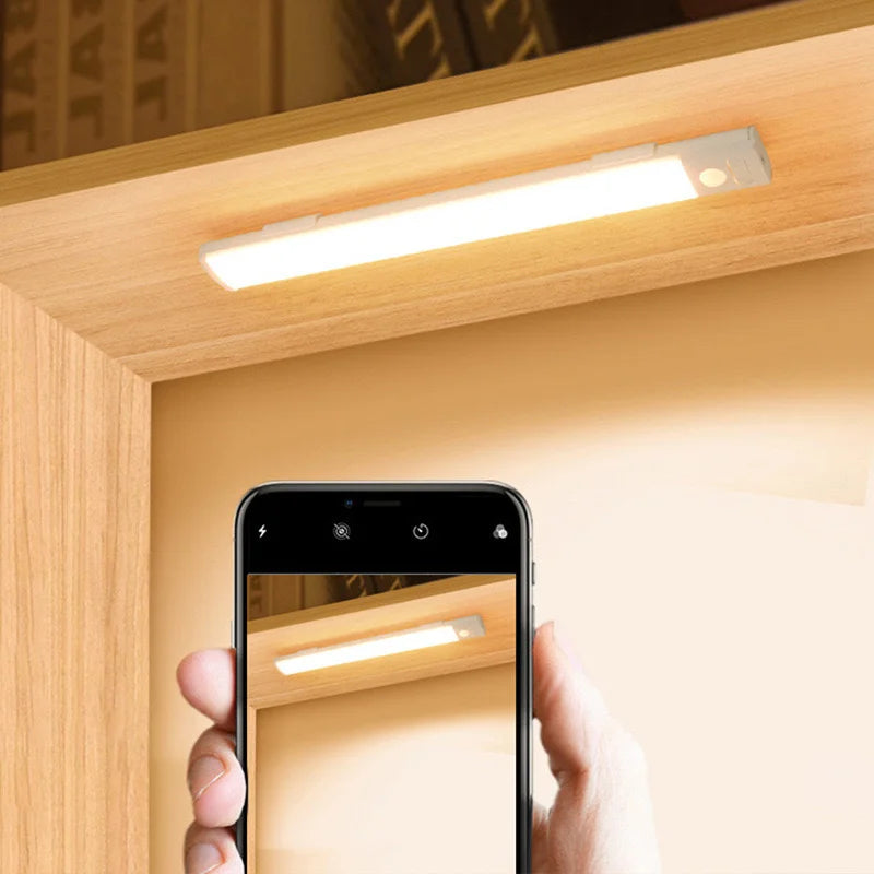 Wireless Rechargeable LED Motion Sensor Cabinet Light - Perfect for Closets, Kitchens, Wardrobes, and Stairs - Battery Operated Night Lighting Solution