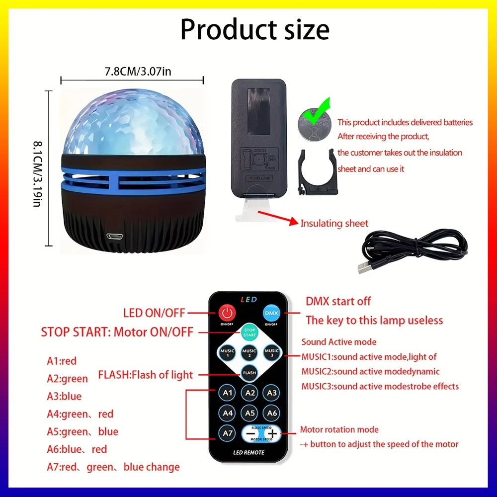 LED Starry Night Sky Projector with Remote Control - RGB Galaxy Light with 7 Modes for Home, Bedroom, Game Room, and Party Decoration