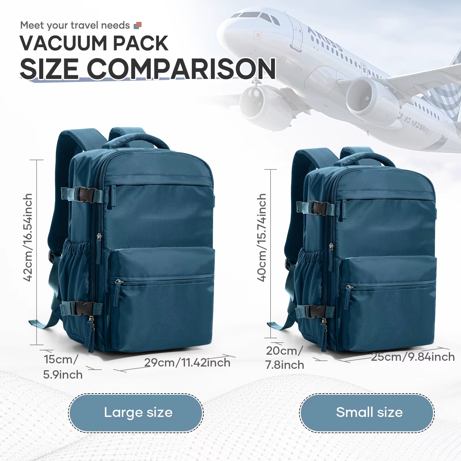 Ryanair 40X20X25 Cabin Bag Men Air Vacuum Compression Backpack Hand Luggage Laptop Backpack,42X29X15 Vacuum Clothing Storage Bag