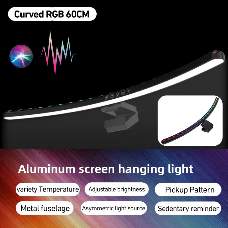 RGB Music Rhythm Computer Monitor Light Bar with Dimming Function for Enhanced Desk and Gaming Experience