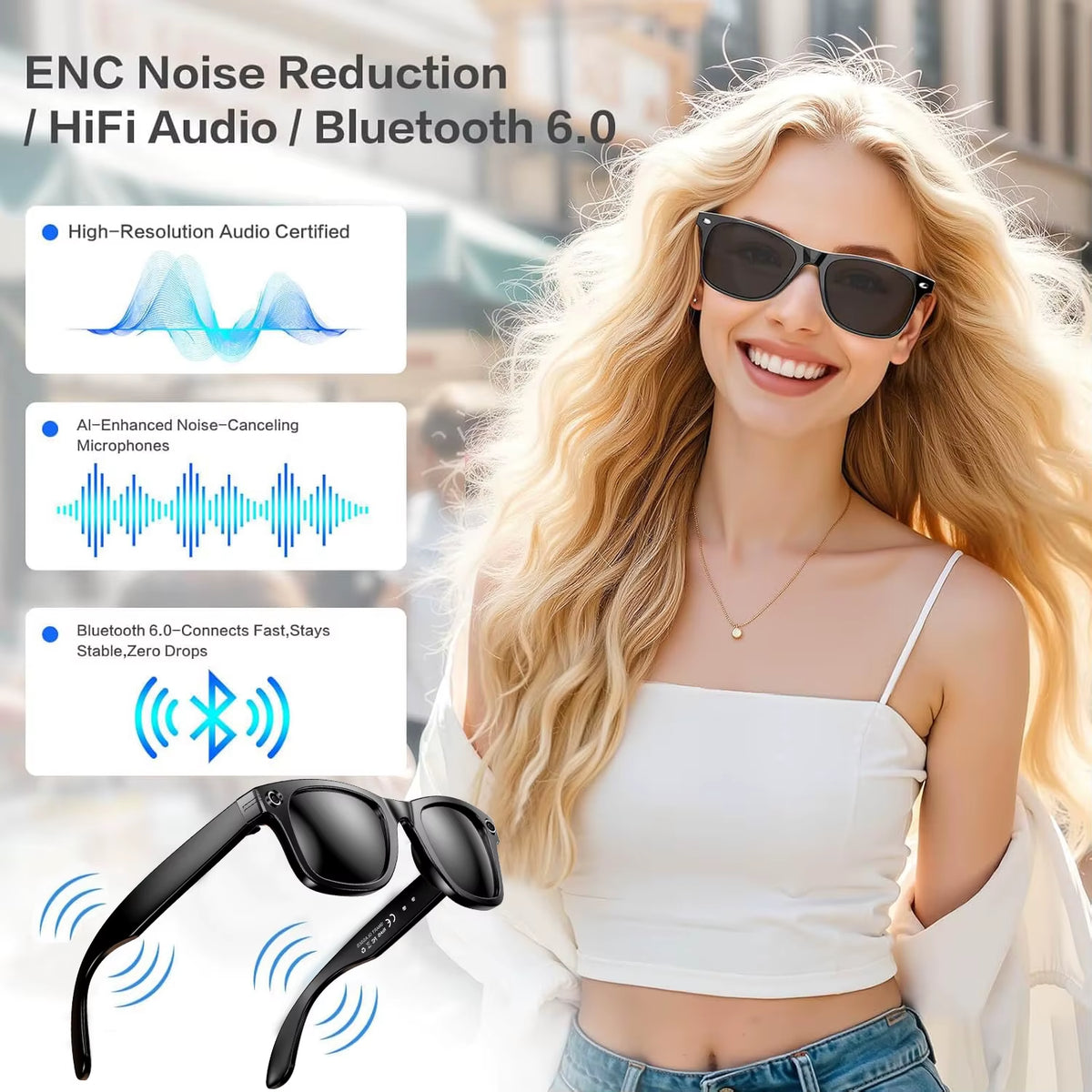 800W AI Smart Glasses for Men with Color-Changing Feature, Photo and Video Recording, Waterproof Design, and Call Functionality