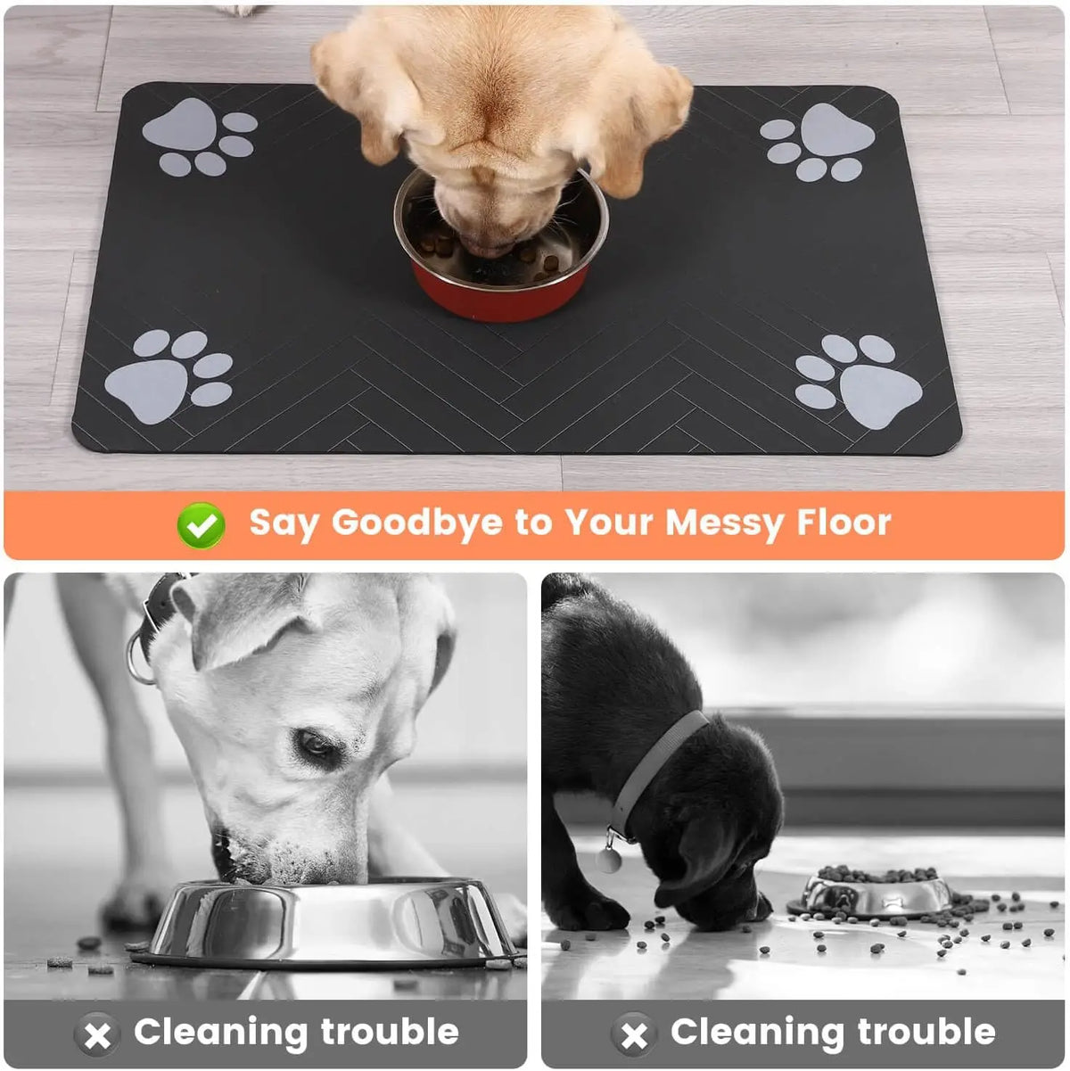 Absorbent Pet Feeding Mat with Waterproof Rubber Backing – Quick-Dry Placemat for Food and Water Bowls for Dogs and Cats
