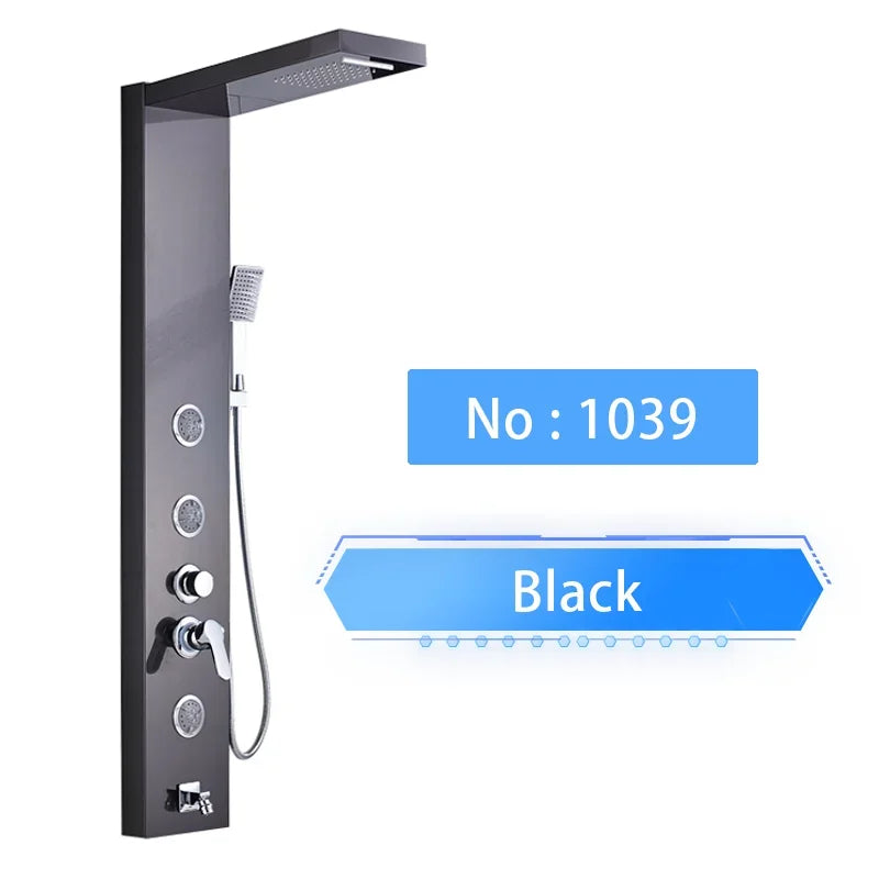 LED Digital Display Shower Panel with Waterfall Rain and SPA Massage Jet System