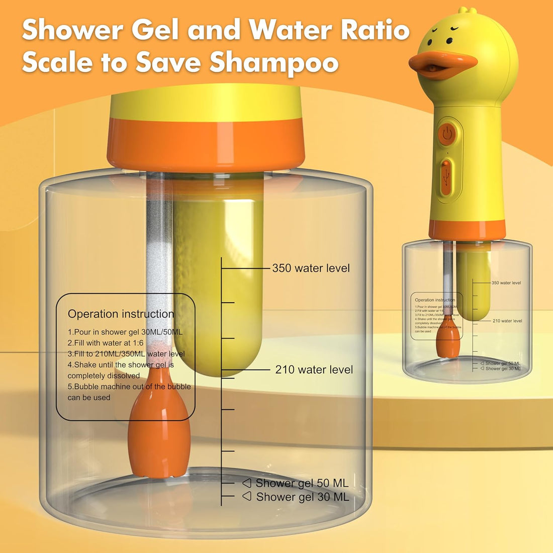 Electric Dog Shampoo Dispenser Dog Shampoo Sprayer Duck Shampoo Foamer for Pet, Foaming Soap Dispenser for Bathtub, Kitchen Sink Cleaning