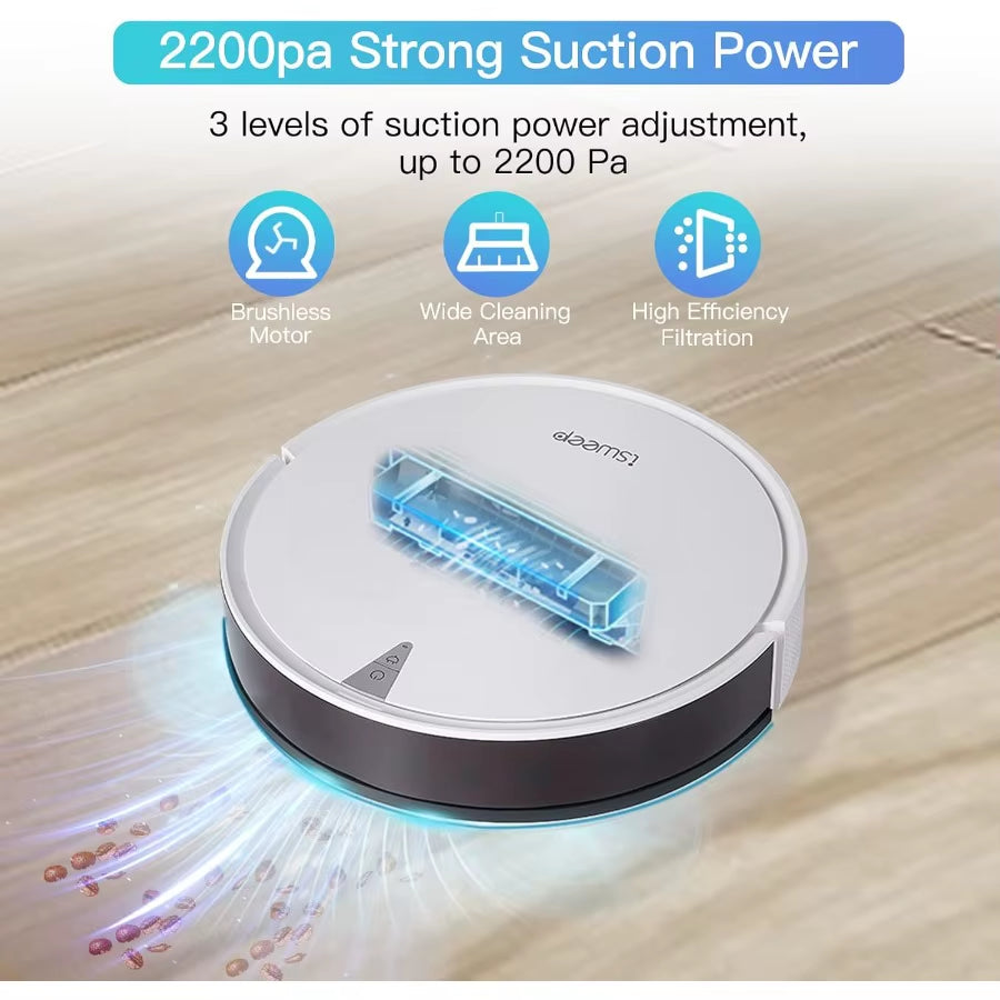 X5 Robot Vacuum and Mop Cleanerelectric Water Tank 2 in 1 2000Pa Suction Sweeping and Mopping Vacuuming APP Control Self-Chargi