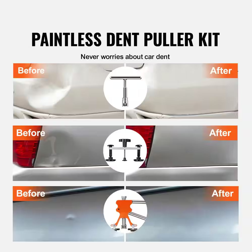 69 PCS Dent Repair Kit, Auto Car Body Paintless Dent Removal Tool Kit, Golden Lifter, Bridge Puller, Slide Hammer Tool